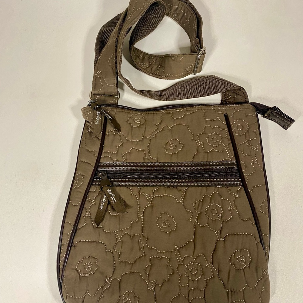 Floral Quilted Tan Crossbody Bag